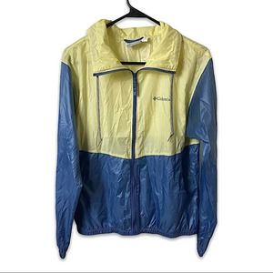 Columbia Morning View Yellow Blue Colorblock Lightweight Windbreaker Rain Jacket